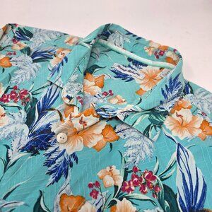 Tommy Bahama XL Silk Blue Floral Hawaiian Camp Shirt Men's